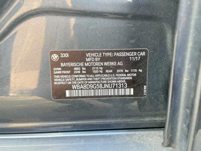 2018 Bmw 330 მანქანა იყიდება აუქციონზე, vin: WBA8D9G58JNU71313, აუქციონის ნომერი: 65626366