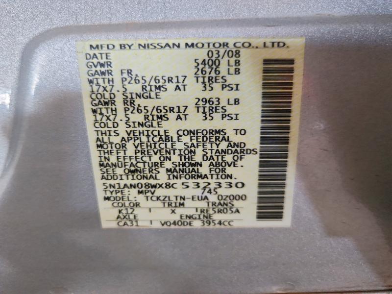 Aukcja sprzedaży 2008 Nissan Xterra, vin: 5N1AN08WX8C532330, numer aukcji: 65957566