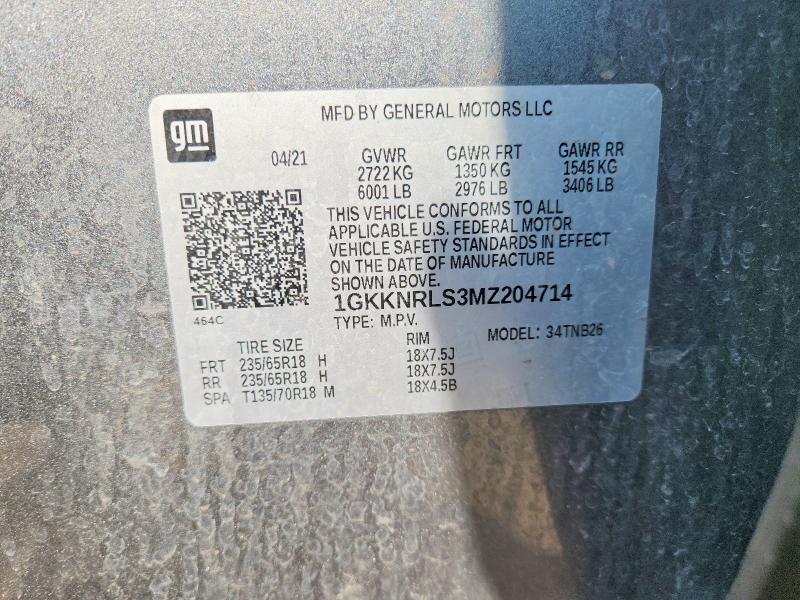 Продаж на аукціоні авто 2021 Gmc Acadia, vin: 1GKKNRLS3MZ204714, номер лоту: 65106986