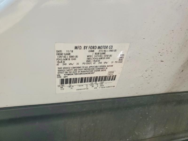 Продаж на аукціоні авто 2019 Ford Explorer, vin: 1FM5K7BH4KGA58307, номер лоту: 64040716