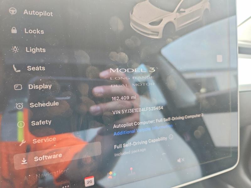 2020 Tesla Model 3 მანქანა იყიდება აუქციონზე, vin: 5YJ3E1EB4LF525454, აუქციონის ნომერი: 65057626