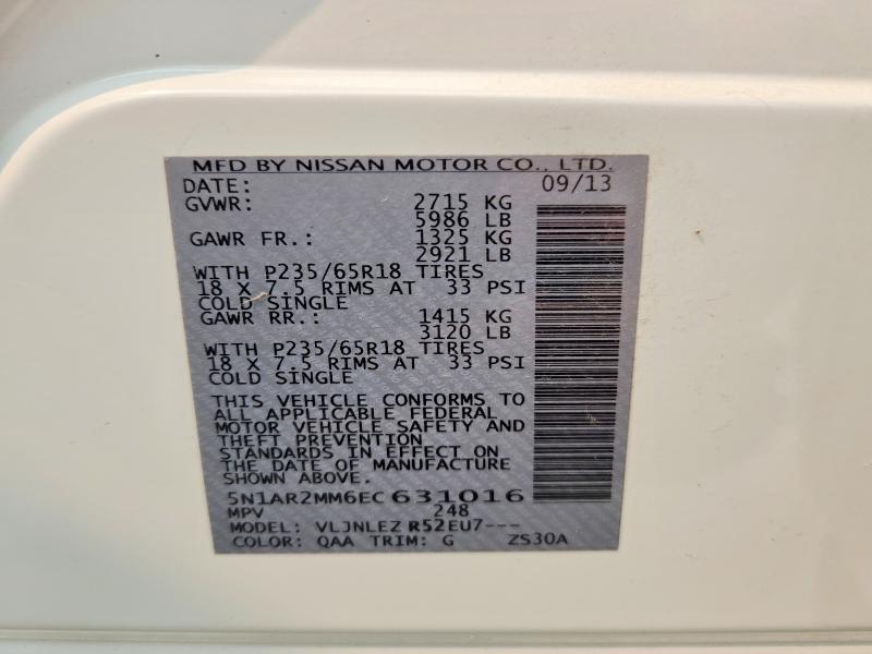 Продажа на аукционе авто 2014 Nissan Pathfinder, vin: 5N1AR2MM6EC631016, номер лота: 63839426