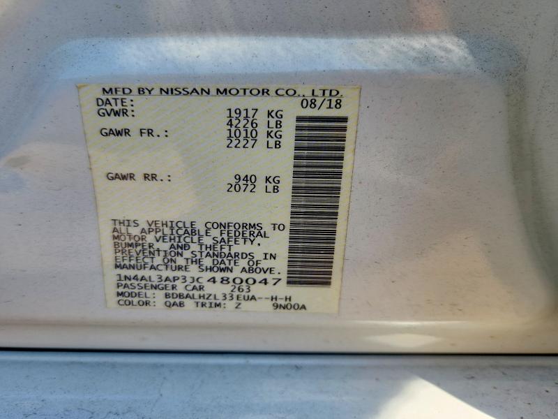 65551196 :رقم المزاد ، 1N4AL3AP3JC480047 vin ، 2018 Nissan Altima مزاد بيع