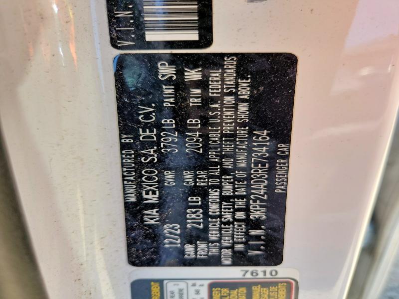 Aukcja sprzedaży 2024 Kia Forte, vin: 3KPF24AD3RE734164, numer aukcji: 66006086