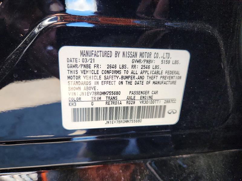 Aukcja sprzedaży 2021 Infiniti Q50, vin: JN1EV7BR0MM755680, numer aukcji: 64144796