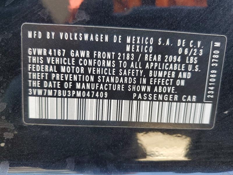 62832116 :رقم المزاد ، 3VW7M7BU3PM047409 vin ، 2023 Volkswagen Jetta مزاد بيع