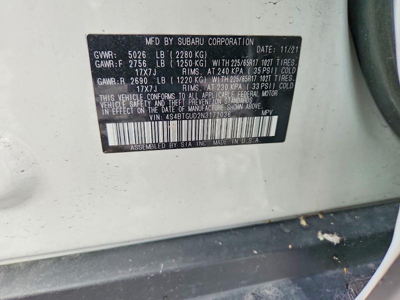 Aukcja sprzedaży 2022 Subaru Outback, vin: 4S4BTGUD2N3172036, numer aukcji: 64393816