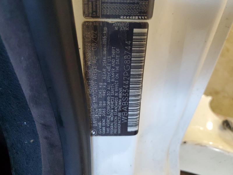 Aukcja sprzedaży 2002 Bmw 325, vin: WBABS33442PG88744, numer aukcji: 63827326