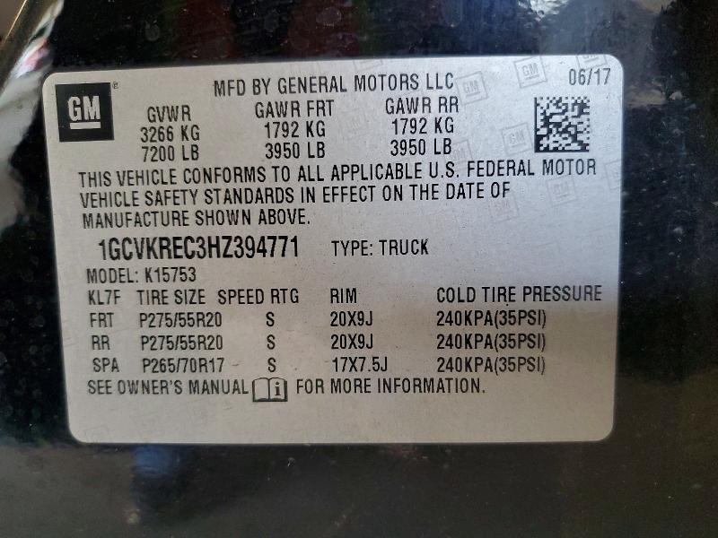 Aukcja sprzedaży 2017 Chevrolet Silverado, vin: 1GCVKREC3HZ394771, numer aukcji: 64081556