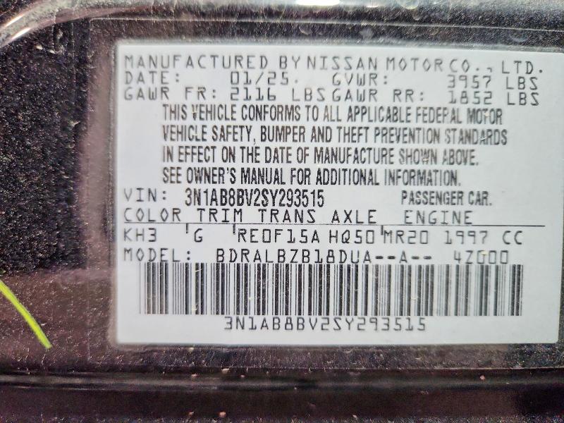 Продажа на аукционе авто 2025 Nissan Sentra, vin: 3N1AB8BV2SY293515, номер лота: 66937266