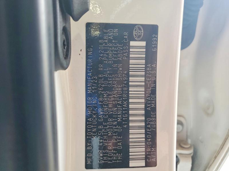 Продаж на аукціоні авто 2024 Toyota Camry, vin: 4T1G11AK1RU874974, номер лоту: 65367176