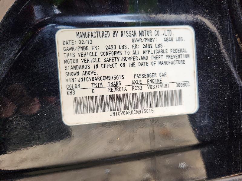 Продаж на аукціоні авто 2012 Infiniti G37 Sedan, vin: JN1CV6AR0CM975015, номер лоту: 64374126