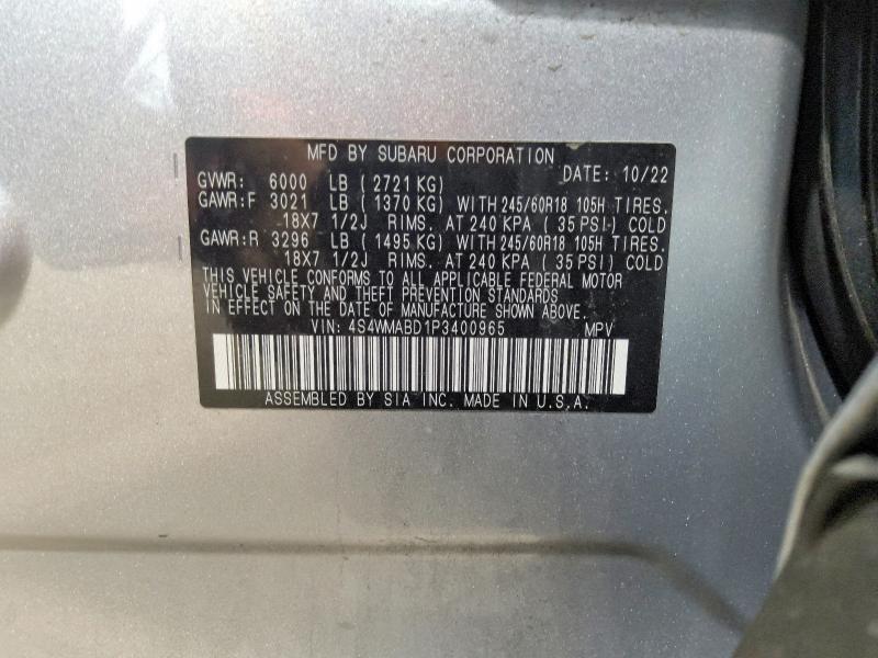 Продажа на аукционе авто 2023 Subaru Ascent, vin: 4S4WMABD1P3400965, номер лота: 65385956