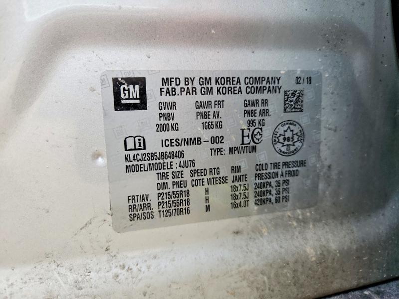 64686346 :رقم المزاد ، KL4CJ2SB5JB648406 vin ، 2018 Buick Encore مزاد بيع