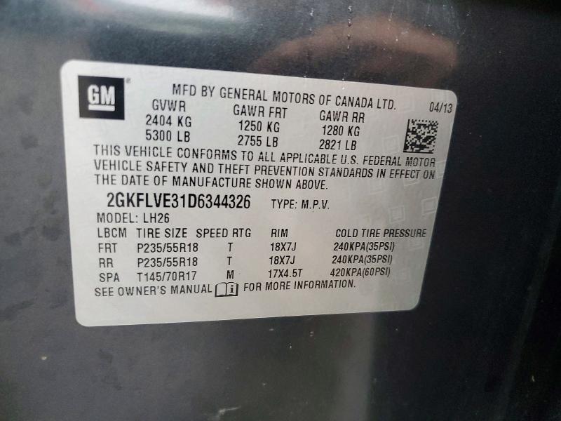 Продажа на аукционе авто 2013 Gmc Terrain, vin: 2GKFLVE31D6344326, номер лота: 65909776
