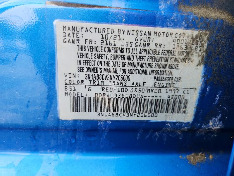 2022 Nissan Sentra მანქანა იყიდება აუქციონზე, vin: 3N1AB8CV3NY206000, აუქციონის ნომერი: 64041836