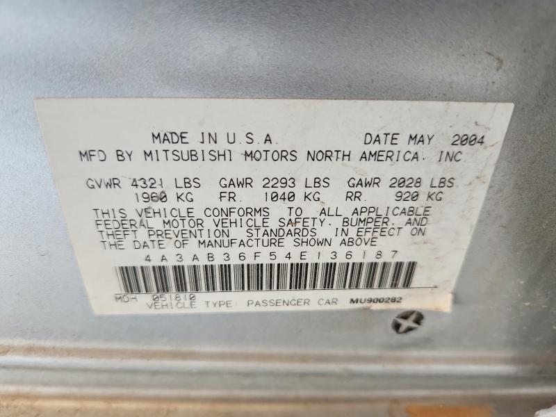 64258676 :رقم المزاد ، 4A3AB36F54E136187 vin ، 2004 Mitsubishi Galant مزاد بيع