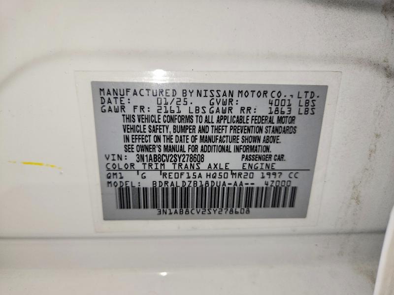 2025 Nissan Sentra მანქანა იყიდება აუქციონზე, vin: 3N1AB8CV2SY278608, აუქციონის ნომერი: 65324176