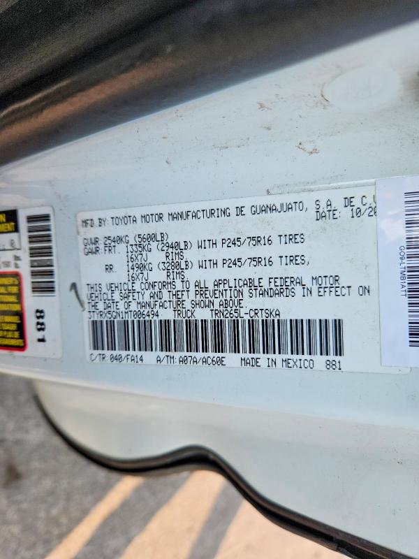 Aukcja sprzedaży 2021 Toyota Tacoma, vin: 3TYRX5GN1MT006494, numer aukcji: 57577896