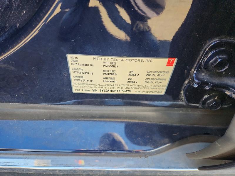 Aukcja sprzedaży 2015 Tesla Model S, vin: 5YJSA1H21FFP70204, numer aukcji: 63736286