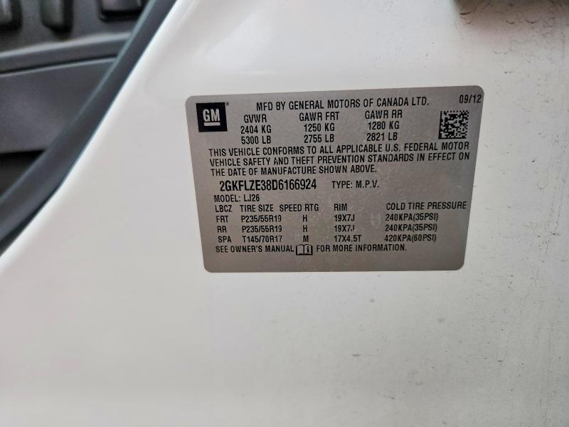 Aukcja sprzedaży 2013 Gmc Terrain, vin: 2GKFLZE38D6166924, numer aukcji: 64934356