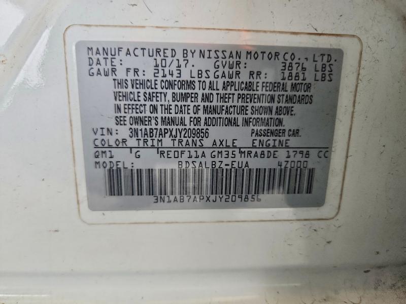 Aukcja sprzedaży 2018 Nissan Sentra, vin: 3N1AB7APXJY209856, numer aukcji: 66712386