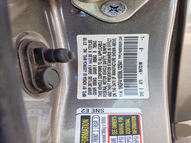 Продажа на аукционе авто 2006 Honda Civic, vin: 1HGFA16556L132941, номер лота: 62993726