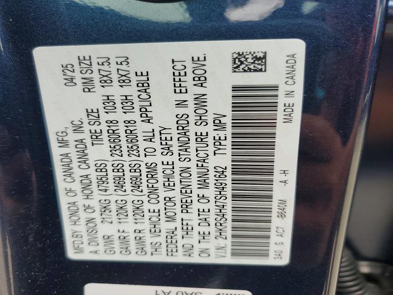 64073676 :رقم المزاد ، 2HKRS4H47SH491642 vin ، 2025 Honda Cr-v مزاد بيع