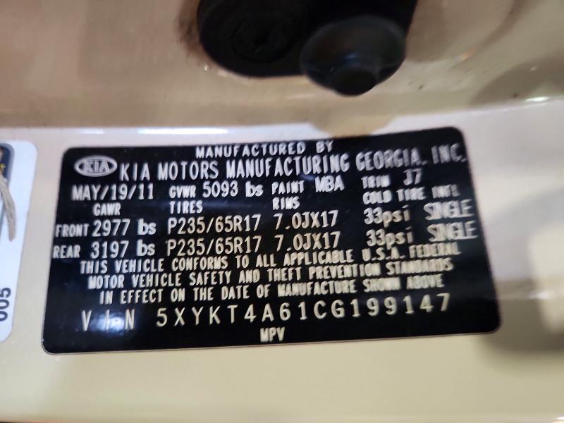 Aukcja sprzedaży 2012 Kia Sorento, vin: 5XYKT4A61CG199147, numer aukcji: 63277976
