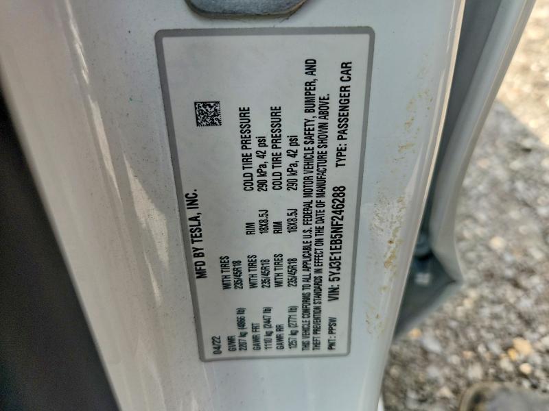 Aukcja sprzedaży 2022 Tesla Model 3, vin: 5YJ3E1EB5NF246288, numer aukcji: 66566826
