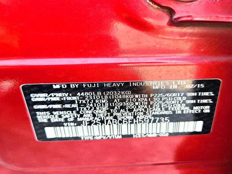 Продажа на аукционе авто 2015 Subaru Forester, vin: JF2SJABC6FH597735, номер лота: 64952576