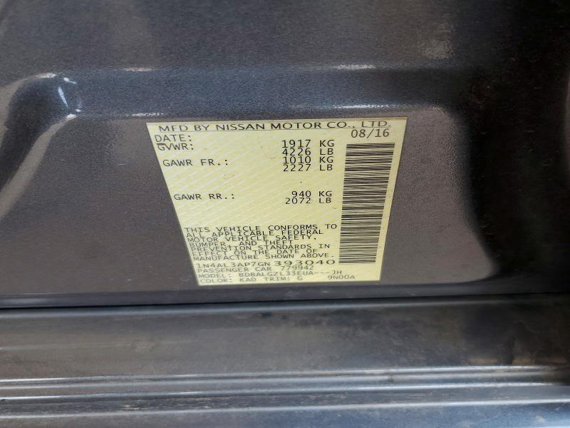 Продажа на аукционе авто 2016 Nissan Altima, vin: 1N4AL3AP7GN393040, номер лота: 64696516