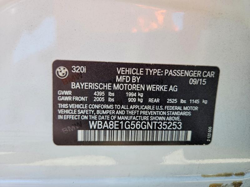 66829236 :رقم المزاد ، WBA8E1G56GNT35253 vin ، 2016 Bmw 320 مزاد بيع