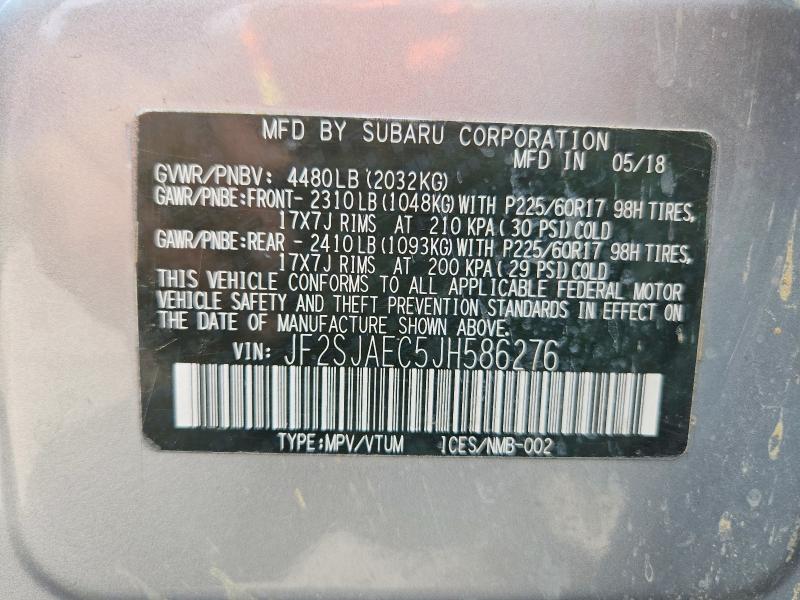 Aukcja sprzedaży 2018 Subaru Forester, vin: JF2SJAEC5JH586276, numer aukcji: 63931456