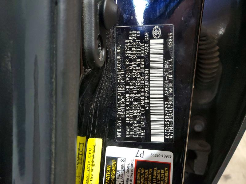 Aukcja sprzedaży 2014 Toyt Camry, vin: 4T1BF1FK0EU775304, numer aukcji: 65652326