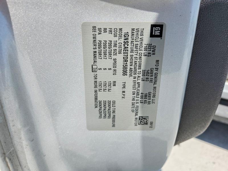 64065616 :رقم المزاد ، 1GNSCAE07DR158066 vin ، 2013 Chevrolet Tahoe مزاد بيع