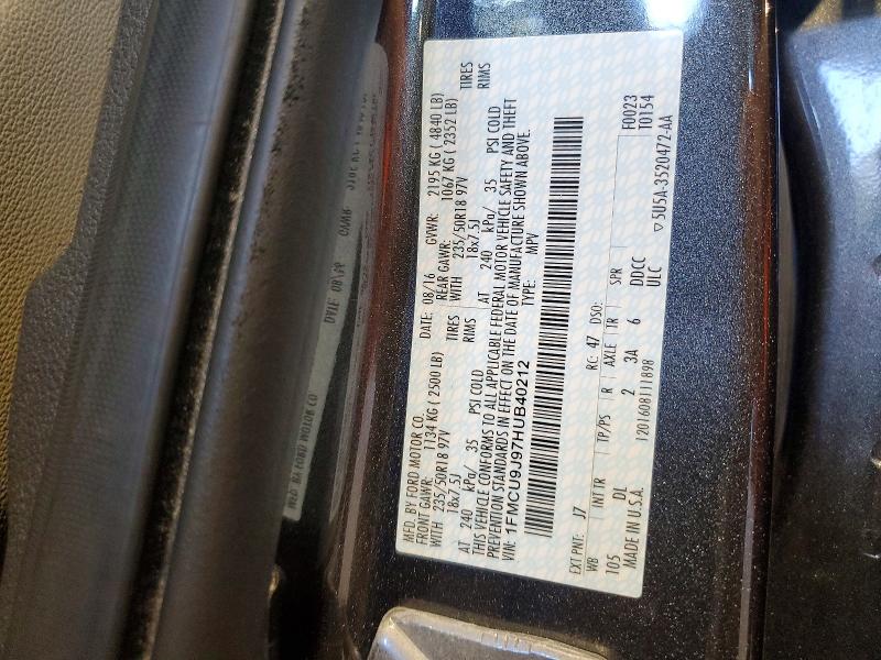 Продаж на аукціоні авто 2017 Ford Escape, vin: 1FMCU9J97HUB40212, номер лоту: 65452196