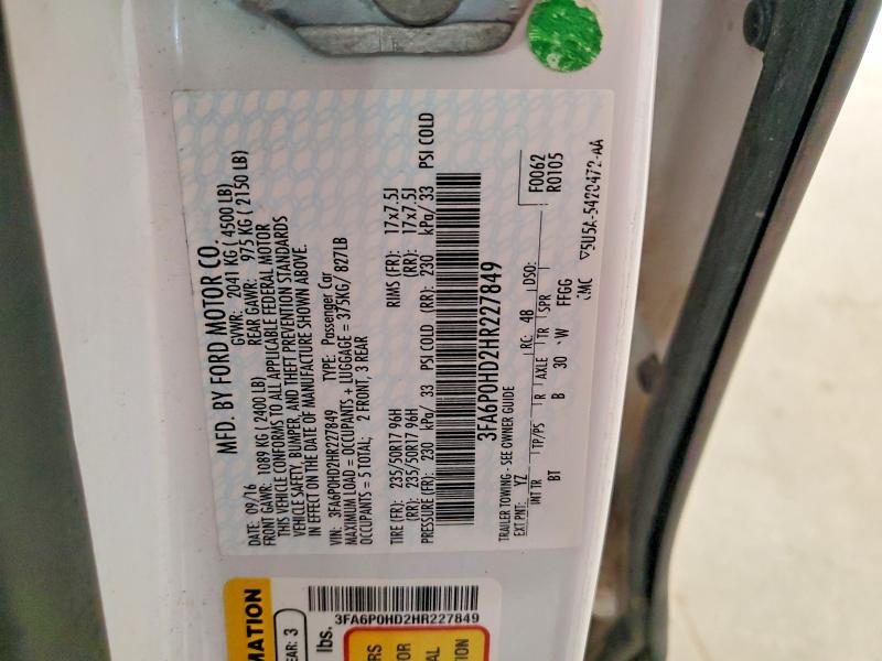 Продажа на аукционе авто 2017 Ford Fusion, vin: 3FA6P0HD2HR227849, номер лота: 64430856