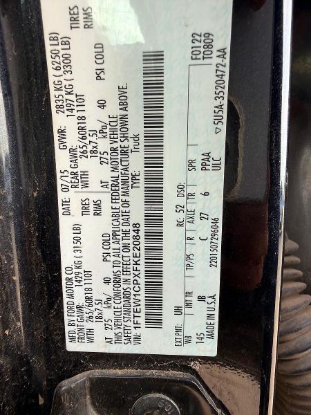 Aukcja sprzedaży 2015 Ford F150, vin: 1FTEW1CPXFKE20848, numer aukcji: 64520106