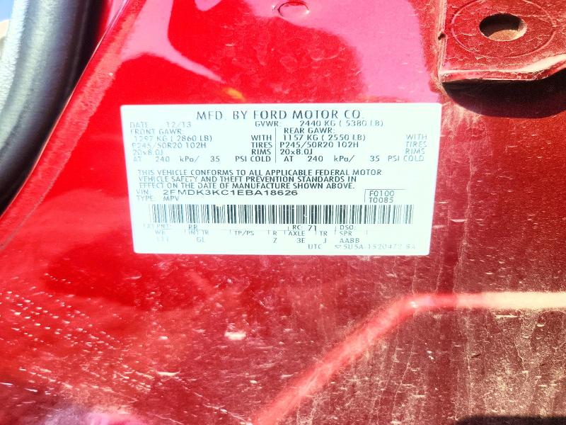 2014 Ford Edge მანქანა იყიდება აუქციონზე, vin: 2FMDK3KC1EBA18626, აუქციონის ნომერი: 66536756