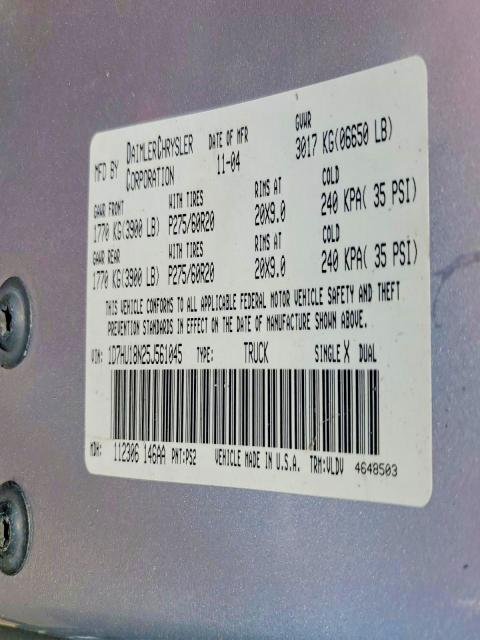 Aukcja sprzedaży 2005 Dodge Ram 1500, vin: 1D7HU18N25J561045, numer aukcji: 64437596