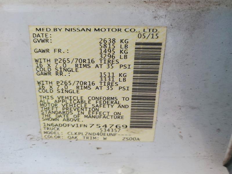 Продаж на аукціоні авто 2015 Nissan Frontier, vin: 1N6AD0FV1FN754769, номер лоту: 65022756