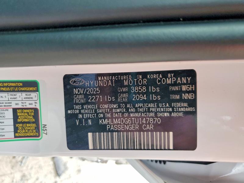 65717836 :رقم المزاد ، KMHLM4DG6TU147870 vin ، 2026 Hyundai Elantra مزاد بيع