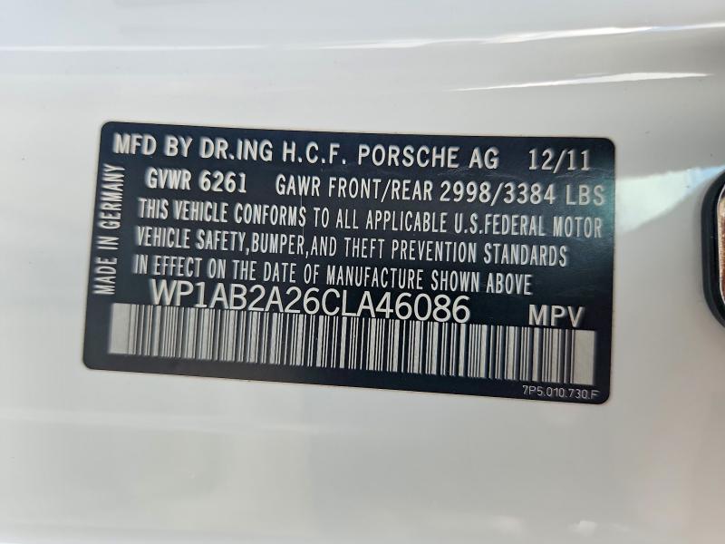 Продаж на аукціоні авто 2012 Porsche Cayenne, vin: WP1AB2A26CLA46086, номер лоту: 66475576