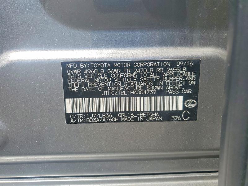 Aukcja sprzedaży 2017 Lexus Gs 350, vin: JTHCZ1BL1HA004739, numer aukcji: 65550066
