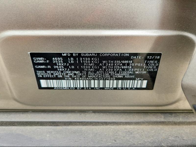 66297316 :رقم المزاد ، 4S4BSANC1K3277698 vin ، 2019 Subaru Outback مزاد بيع