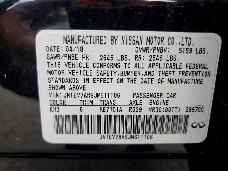 2018 Infiniti Q50 მანქანა იყიდება აუქციონზე, vin: JN1EV7AR9JM611106, აუქციონის ნომერი: 64495686