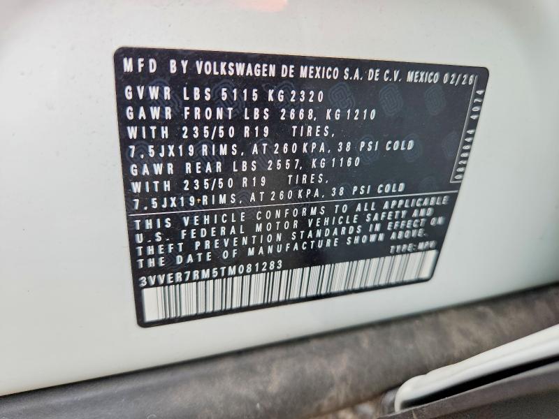 Aukcja sprzedaży 2026 Volkswagen Tiguan, vin: 3VVER7RM5TM081283, numer aukcji: 63657706