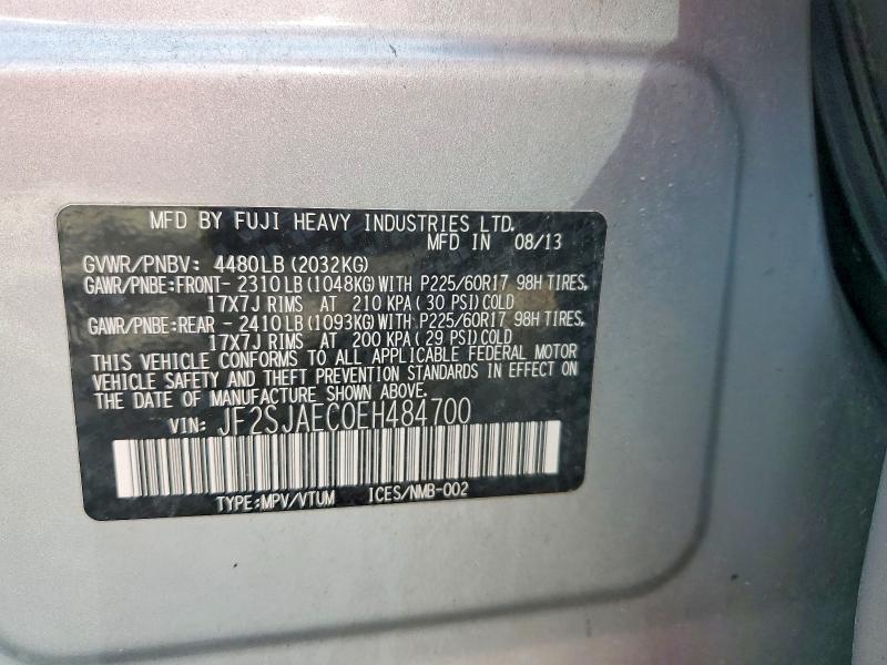 Aukcja sprzedaży 2014 Subaru Forester, vin: JF2SJAEC0EH484700, numer aukcji: 63916736