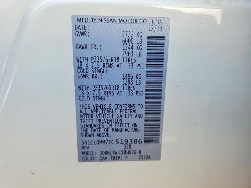 Auction sale of the 2014 Infiniti Qx60, vin: 5N1CL0MM7EC519386, lot number: 64432626